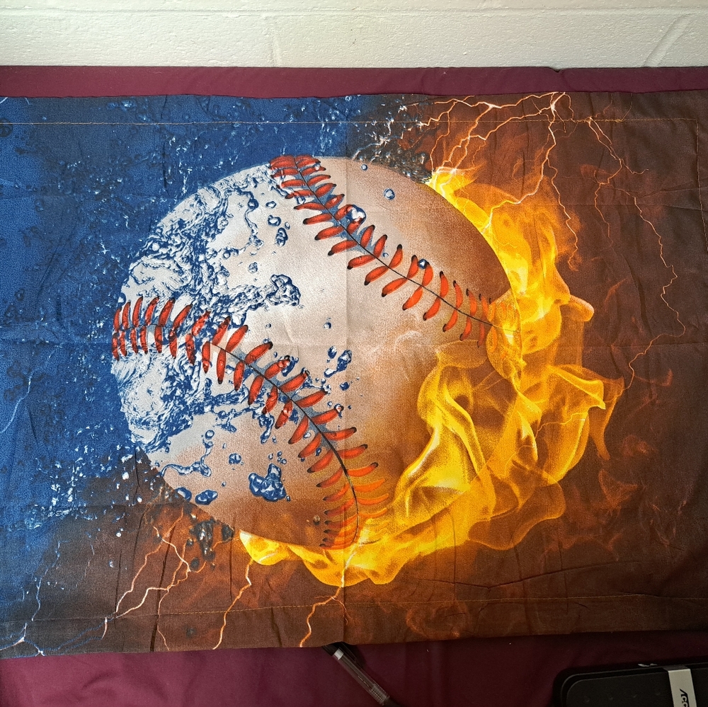 Baseball on fire standard size pillow sham set of 2